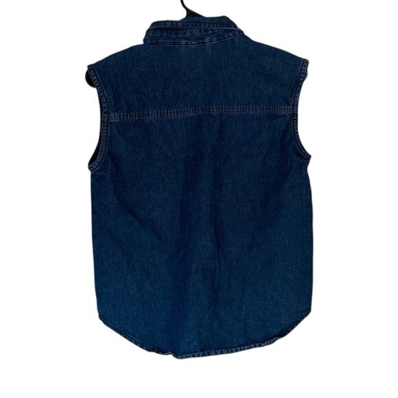 91 American Biker Vintage Denim Jean Vest Size L Bikercore Riding Motorcycles - Picture 2 of 6